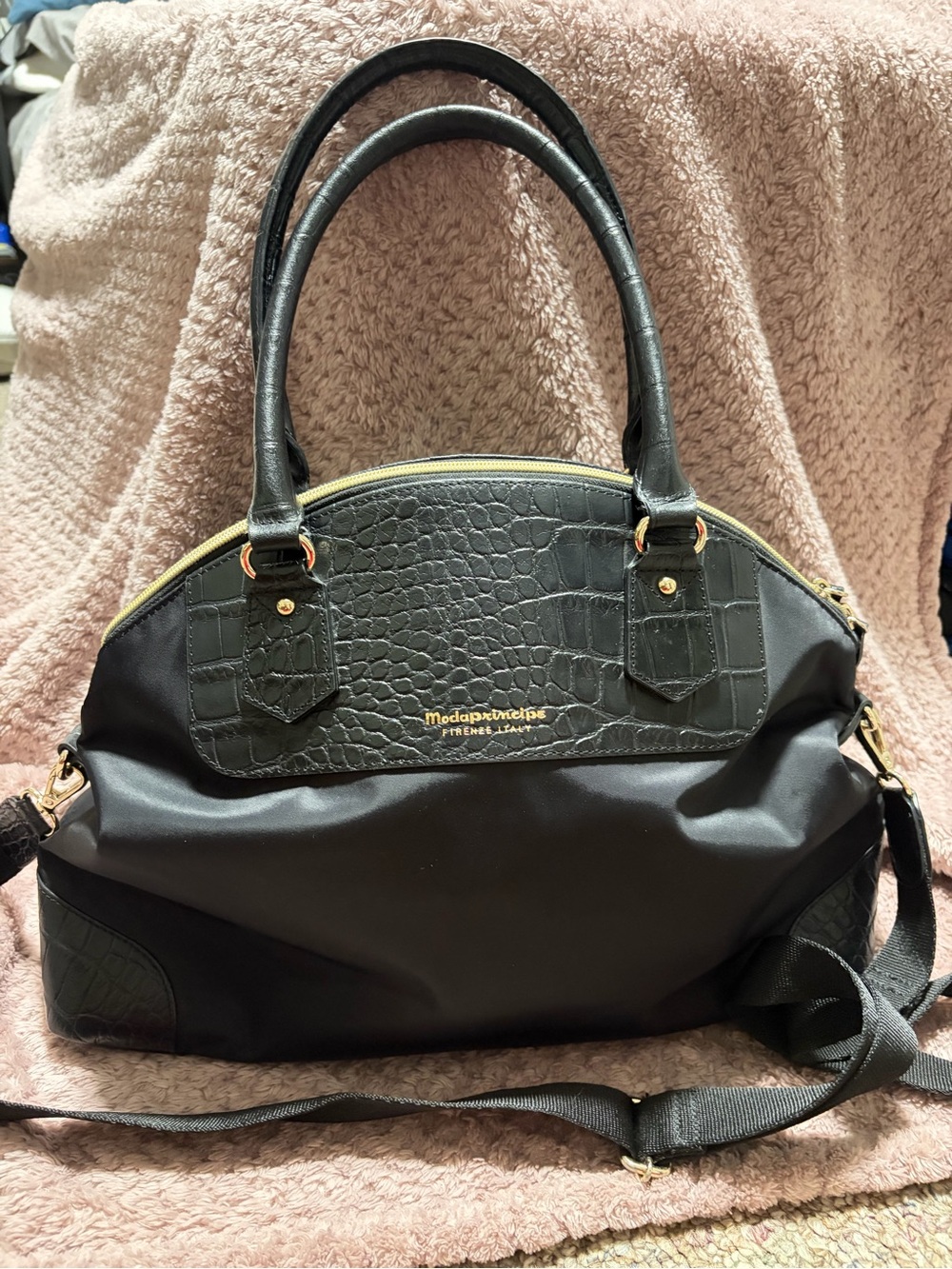 Modaprincipe Firenze Italy Black Dome Satchel Bag